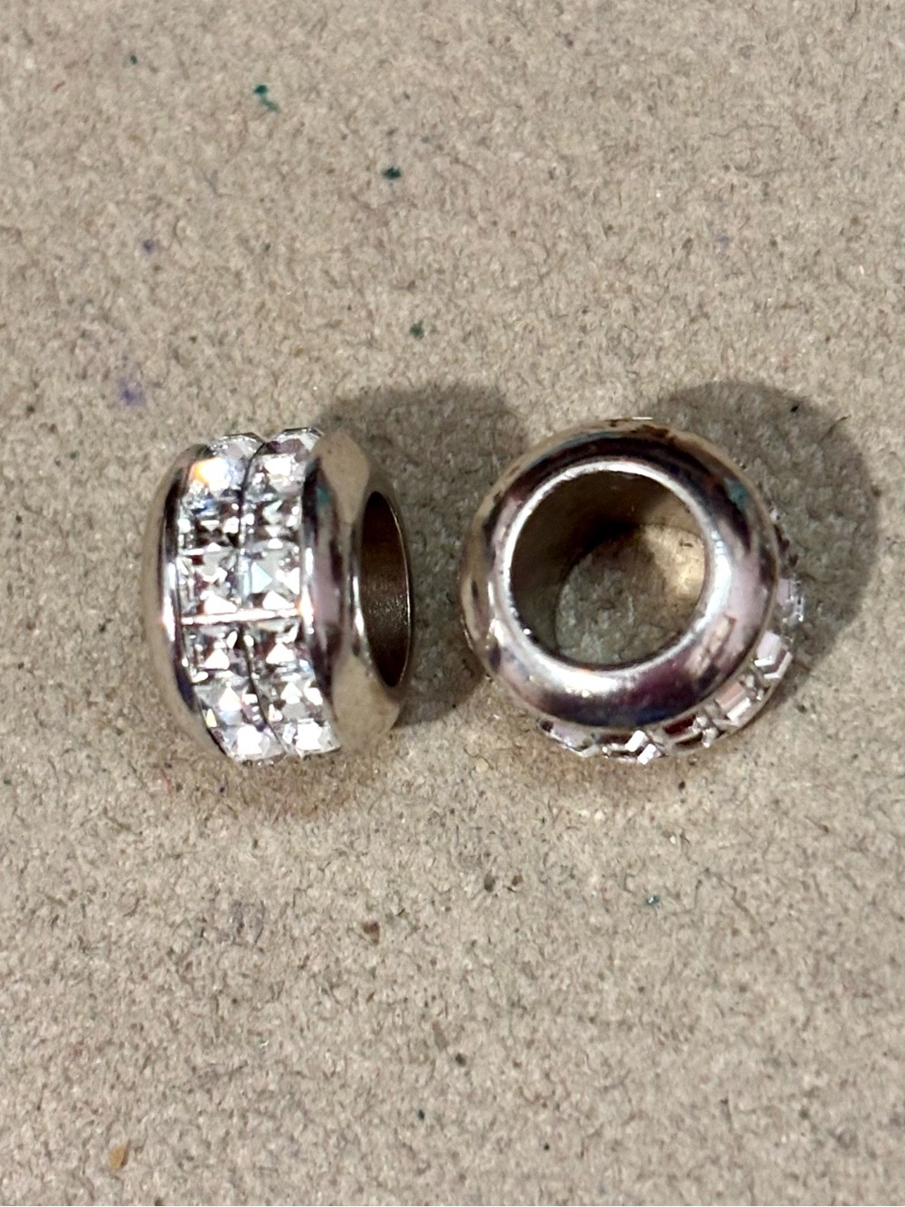 🆕Listing! Two Brighton Spectrum beads Silver Two rows of square clear crystals